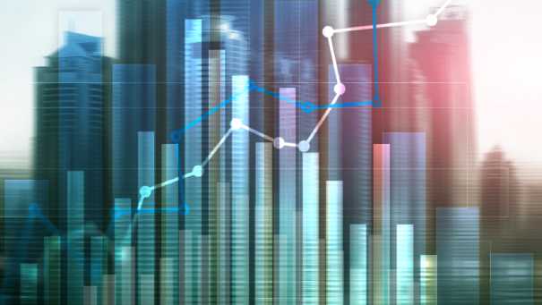 Graph overlaying a building